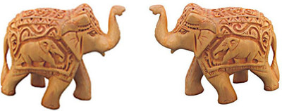 

Chitra Handicraft Elephant Decorative Showpiece - 7 cm(Wooden, Brown)