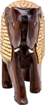 33% OFF on Prachin Elephant Gstonc6419 6 Decorative Showpiece - 16 cm(Wood, Brown, Gold)