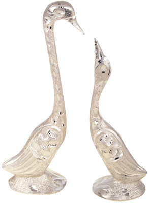 

Total Furnishing Pair Of Kissing Duck Decorative Showpiece - 25 cm(Crystal, Clear)