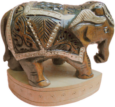 

Divine Temples Elephant - 11 cm Height Decorative Showpiece - 11 cm(Wooden, Multicolor)