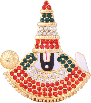 17% OFF on Itzmyfashion Red and Green color Studded Stone Lord Venkatesh Idol Decorative Showpiece - 3 cm(Brass, Red)