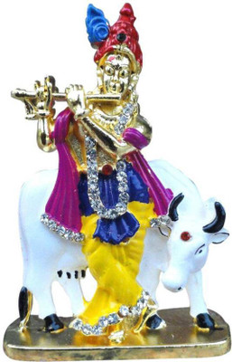 

Creative Gifts Creativegifts Krishna With Cow Decorative Showpiece - 7.4 cm(Alloy, Multicolor)