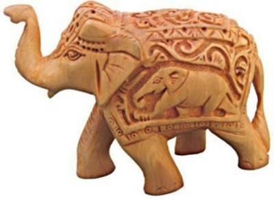 

Ruchi World Wooden Hand Carved Painted Elephant Handicraft Decorative Showpiece - 4 cm(Wooden, Brown)