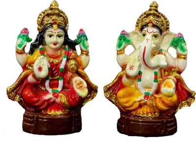

THE HOLY MART LAXMI GANESHA (MINI) Polyresin Home Temple(Height: 10 cm)