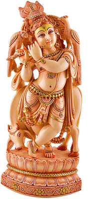 

Collectible India Beautiful Lords Krishna Idol - Large Marble Statue Decorative Showpiece - 33 cm(Stoneware, Beige)