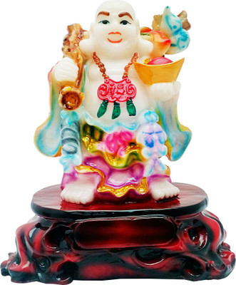 

Art N Hub Multicolour Feng Shui Laughing Buddha Handicraft Idol Lord Gautam Buddha Statue Decorative Spiritual Vastu Showpiece Figurine - Religious Gift item & Murti for Mandir / Temple / Home Decor / Office Decorative Showpiece - 30 cm(Earthenware, Multi