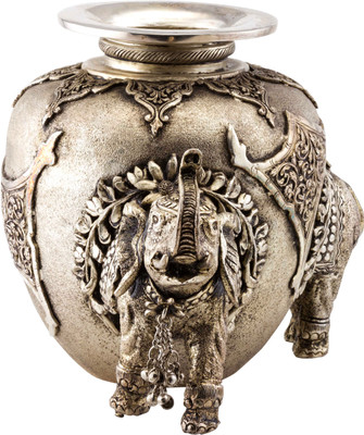 33% OFF on Prachin S/F Elephant Matka U/T 10 inch Decorative Showpiece - 21 cm(Steel, Silver)