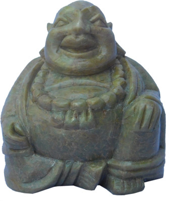 

Laxita Stone Laughing Buddha for Home & Office Decorative Showpiece - 6.5 cm(Stoneware, Light Green)
