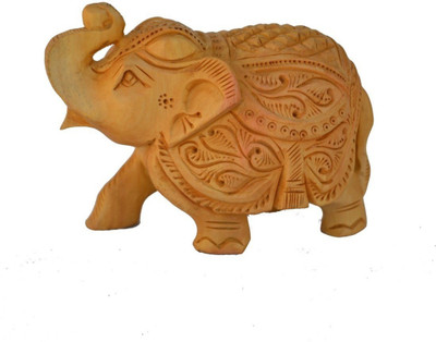 

Mariyam Wooden Carved Royal Elephant Decorative Showpiece - 11 cm(Wooden, Beige)