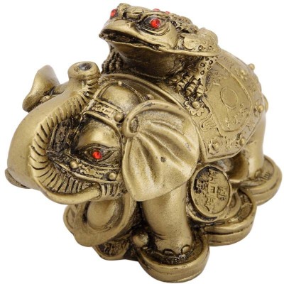 

Pg handicrafts FROG ON ELEPHANT BRINGS EXCELLENT WEALTH AND LUCK Decorative Showpiece - 8 cm(Ceramic, Brown)