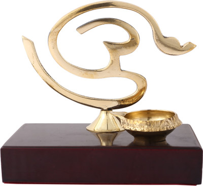 Giftadia Brass Om Shape Pooja Diya Deepak Table Handicraft Gift Decorative Showpiece - 12 cm(Wood, Multicolor) Giftadia Brass Om Shape Pooja Diya Deepak Table Handicraft Gift Decorative Showpiece - 12 cm(Wood, Multicolor)