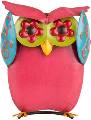 

Chumbak Flower In My Eyes Owl Pink Figurine Decorative Showpiece - 18.5 cm(Iron, Multicolor)