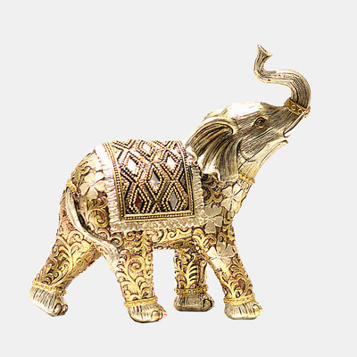 

X-Gift Aramani golden color elephant Decorative Showpiece - 23 cm(Polyresin, Gold)
