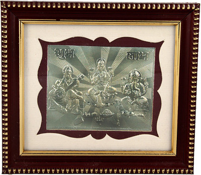 

Siri Creations 999 Pure Silver Lakshmi ganesha sarawathi Wooden Frame size 2 Decorative Showpiece - 13.5 cm(Silver, Silver)