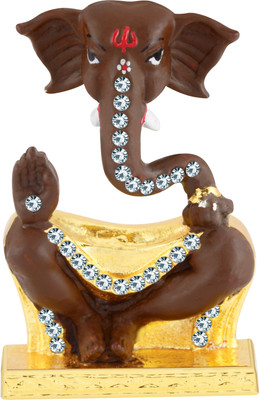 

Kulin God Ganesh | Ganpati | Lord Ganesha Idol - Statue Gift item Decorative Showpiece - 3.7 cm(Gold Plated, Brown)