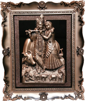

JaipurCrafts Radha-Krishna With Diamond Design Photo Frame Decorative Showpiece - 46 cm(Plastic, Brown, Gold)