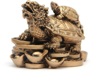 

Gifts By Meeta Vastu Fengshui Dragon Tortoise for Longevity, Love & Harmony of Family Decorative Showpiece - 6 cm(Cast Iron, Gold)