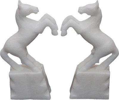 

MNE DESIGNED JUMPING MARBLE HORSE Decorative Showpiece - 16 cm(Stoneware, White)