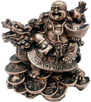 

Art N Hub Antique Look Feng Shui Laughing Buddha Handicraft Idol Lord Gautam Buddha Statue Decorative Spiritual Vastu Showpiece Figurine - Religious Gift item & Murti for Mandir / Temple / Home Decor / Office Decorative Showpiece - 13 cm(Earthenware, Gold