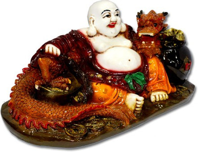 

7 Ocean Stone Dragon Laughing Buddha Decorative Showpiece - 17 cm(Stoneware, Multicolor)