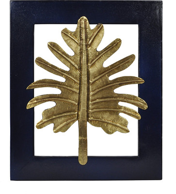 

Lal Haveli Ethnic Wall Decor Golden Leaf Wooden Frame Decorative Decorative Showpiece - 33 cm(Wood, Blue)