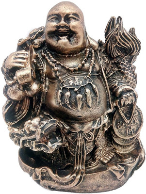 

Art N Hub Antique Look Feng Shui Laughing Buddha Handicraft Idol Lord Gautam Buddha Statue Decorative Spiritual Vastu Showpiece Figurine - Religious Gift item & Murti for Mandir / Temple / Home Decor / Office Decorative Showpiece - 16 cm(Earthenware, Gold