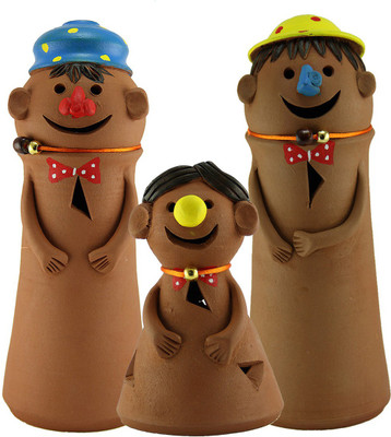 

eKolhapuri Small Family Doll Design Decorative Showpiece - 10.6 cm(Terracotta, Brown)
