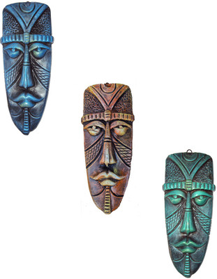 

Hand Artz Terracotta Home Decorative Egyptian Mask Combo Wall Hanging Decorative Showpiece - 15 cm(Terracotta, Multicolor)