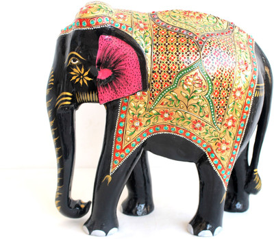 

Craft International Wooden Elephant Gold Painted - 12 Inch Decorative Showpiece - 31 cm(Wooden, Multicolor)
