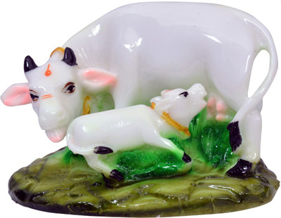 

Craft Trade Handmade Beautiful Cow with Calf Decorative Showpiece - 8 cm(Marble, Multicolor)