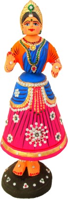 

Chola Impressions Tanjore Dancing doll with Glittering Stones Decorative Showpiece - 26 cm(Paper Mache, Multicolor)
