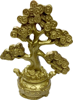 

Starstell Golden Money Coin Tree Decorative Showpiece - 15 cm(Polyresin, Gold)