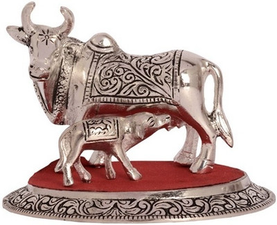 

Porcupine Cow & Calf Decorative Showpiece - 15 cm(Aluminium, Silver)
