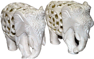 

Anshul Fashion Handmade Elephant Decorative Showpiece - 10 cm(Stoneware, White)