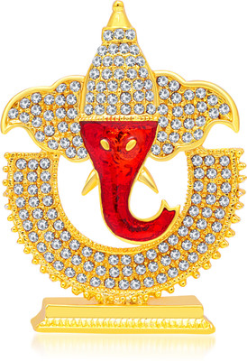 

Kulin Chand Ganesh | Ganpati | Lord Ganesha Idol - Statue Gift item Decorative Showpiece - 5 cm(Gold Plated, Red)