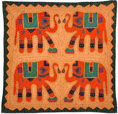 

Shree Sai Handicraft Home Decorative Elephant Design Applique Jaipuri Wall Hanging Decorative Showpiece - 3 cm(Cotton, Orange)