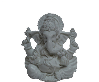 

eCraftIndia Pure White Chaturbhuj Lord Ganesha Decorative Showpiece - 7.62 cm(Polyresin, White)