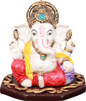 

The Nodding Head Polyresin - Lord Ganesha With Crown Decorative Showpiece - 8.4 cm(Polyresin, Multicolor)
