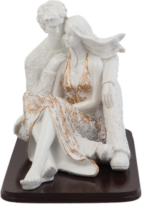 

JaipurCrafts Loving Couple Decorative Showpiece - 20.32 cm(Polyresin, White, Gold)