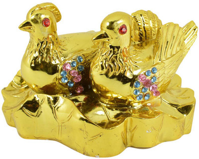 

Reiki Crystal Products Feng Shui Golden Mandarin Ducks Pair With Stone For Wealth, Power & Protection, Good Luck & Brings Prosperity, Success Decorative Showpiece - 10 cm(Polyresin, Gold)