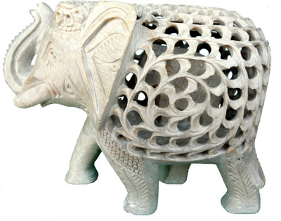 

Pooja Creation Handmade Marble Elephant Decorative Showpiece - 7 cm(Stoneware, White)