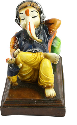 

AV Décor Relaxing Ganeshji Listening Music With Headphone Decorative Showpiece - 17.78 cm(Microfibre, Multicolor)