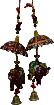 

Aely Handcrafted Elephant Door Hanging Decorative Showpiece - 12.5 cm(Wooden, Multicolor)