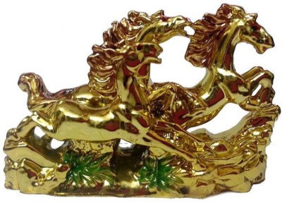 Creative Gifts Fengshui vastu charmed victory three horse Showpiece - 14 cm Decorative Showpiece  -  9 cm(Polyresin, Gold)