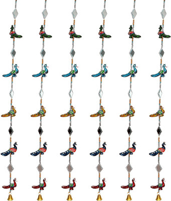 

Little Jaipur Paper Peacock & Mirror Door Hanging Set Toran(Fabric)