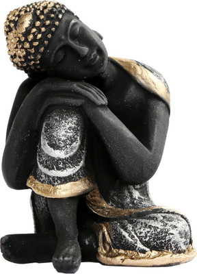 

Heeran Art Vastu Fangshui Religious Idol of Resting Buddha Statue Head SL B Decorative Showpiece - 7 cm(Polyresin, Silver, Black)