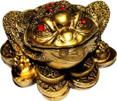 7 Ocean feng shui three leg frog Decorative Showpiece  -  4 cm(Polyresin, Gold)