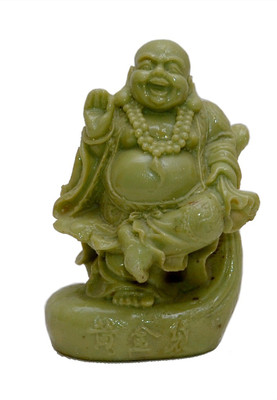 

MNE HANDICRAFT DESIGNED LAUGHING BUDDHA Decorative Showpiece - 13 cm(Stoneware, Green)