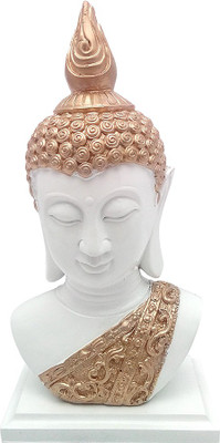 

Art N Hub Buddha Face - Statue With Wooden Base (H-30cm) Decorative Showpiece - 30 cm(Polyresin, White)