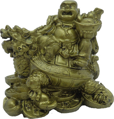 

Art N Hub Feng Shui Polystone Laughing Buddha with Dragon (size L-7.5 C.M.) Decorative Showpiece - 7 cm(Polyresin, Multicolor)